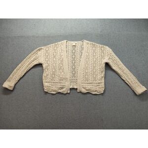Jessica Simpson Women Sweater M Beige Long Sleeve Open Front Cardigan Comfort
